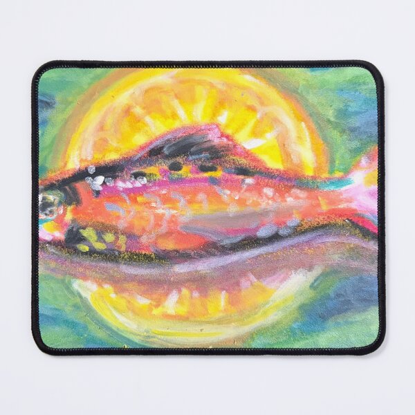 Item preview, Anchovies on lemon summer edition original oil pastel fish art designed and sold by Paintingladycat.