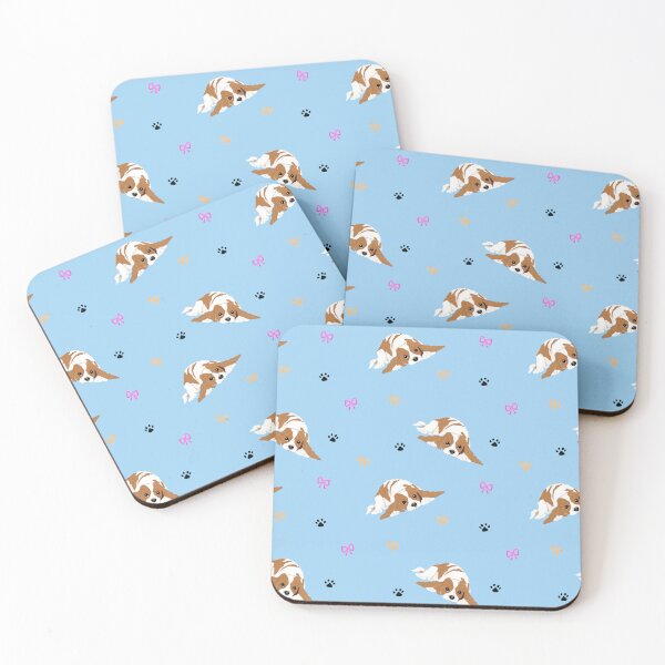 Item preview, King Charles Cavalier Spaniel with Paw Prints and Ribbon Bow | Dog Lover Design designed and sold by yashiki.
