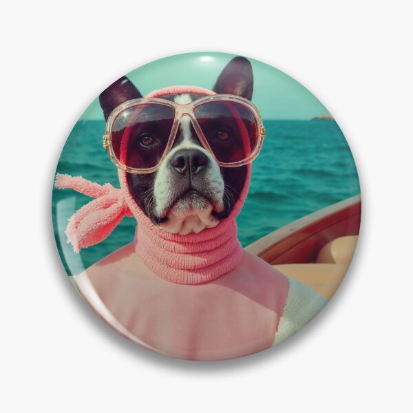 Item preview, Funny Dog Wall Art For Coastal Living Room Decor Fashion Pet Print Luxury Yacht Artwork Beach House Picture Coastal Vacation Home Poster designed and sold by Kzara Visual.