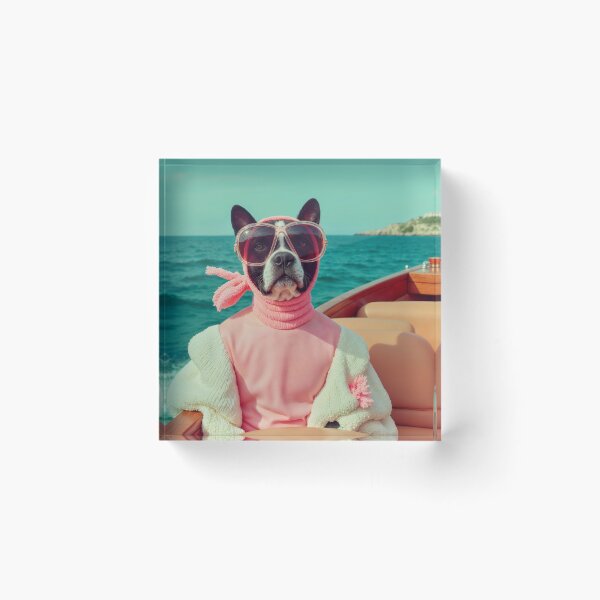 Item preview, Funny Dog Wall Art For Coastal Living Room Decor Fashion Pet Print Luxury Yacht Artwork Beach House Picture Coastal Vacation Home Poster designed and sold by Kzara Visual.
