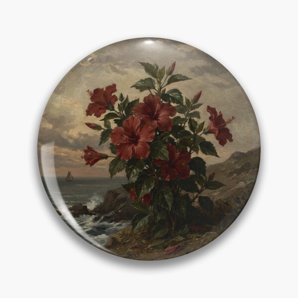 Item preview, Tropical Red Hibiscus Flower Painting in Winslow Homer Realism Style designed and sold by OddlySticky.