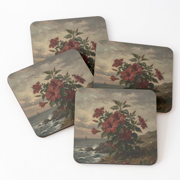 Item preview, Tropical Red Hibiscus Flower Painting in Winslow Homer Realism Style designed and sold by OddlySticky.