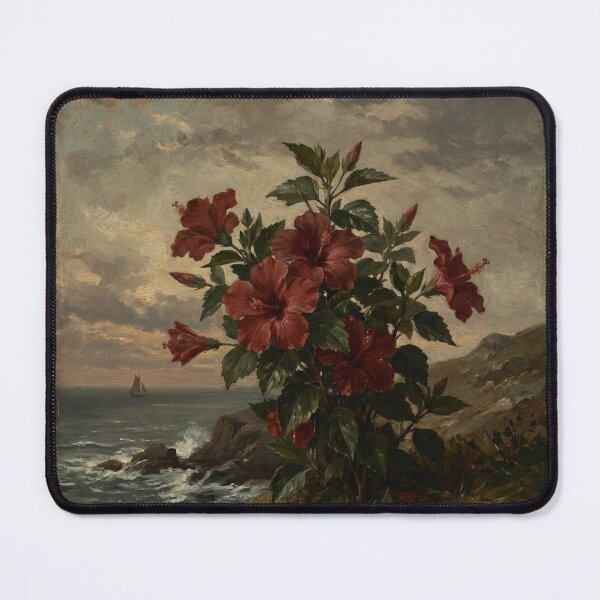 Item preview, Tropical Red Hibiscus Flower Painting in Winslow Homer Realism Style designed and sold by OddlySticky.