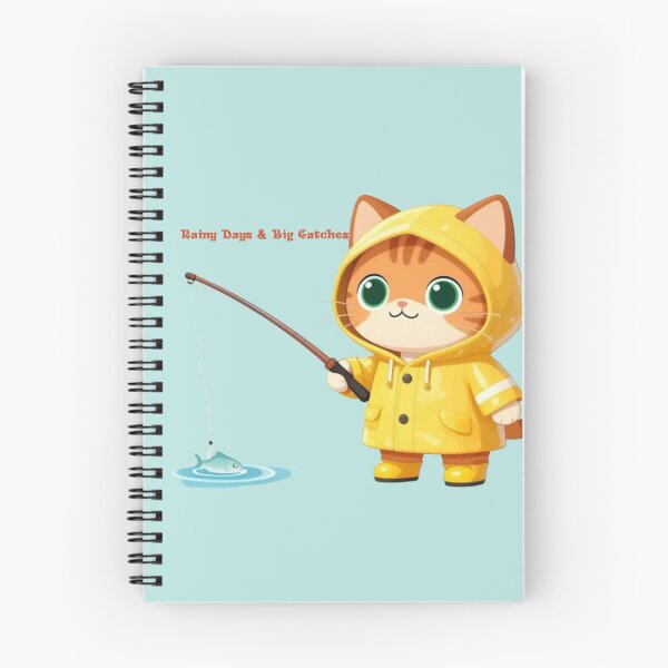 Item preview, Cute Chibi Cat Fishing in Yellow Raincoat – Whimsical Rainy Day Cat Art designed and sold by BLUESKY11a.