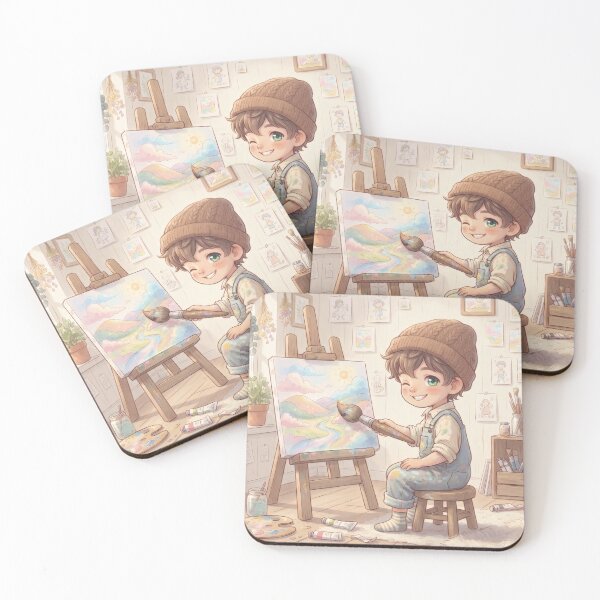 Item preview, Cute Boy Creating Pastel Landscape Art Studio Decor designed and sold by Azurart2.