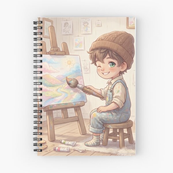Item preview, Cute Boy Creating Pastel Landscape Art Studio Decor designed and sold by Azurart2.