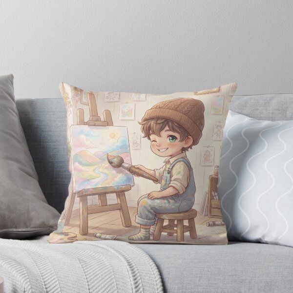 Item preview, Cute Boy Creating Pastel Landscape Art Studio Decor designed and sold by Azurart2.