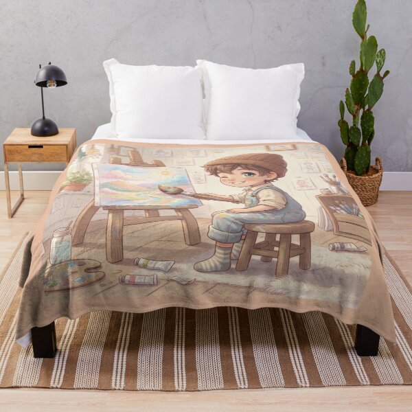 Item preview, Cute Boy Creating Pastel Landscape Art Studio Decor designed and sold by Azurart2.