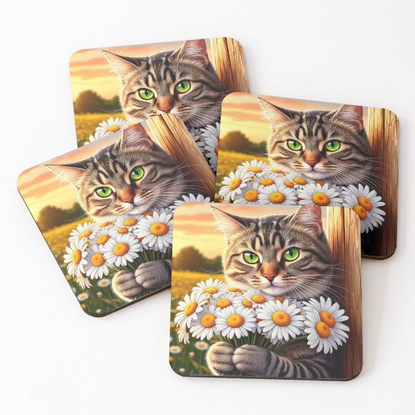 Item preview, Cat and flowers designed and sold by ANVivid.