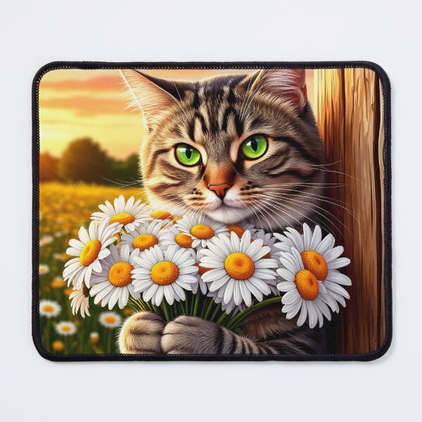 Item preview, Cat and flowers designed and sold by ANVivid.