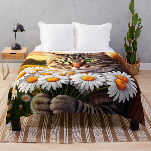 Item preview, Cat and flowers designed and sold by ANVivid.