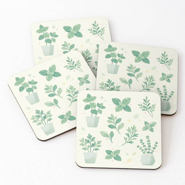 Item preview, Cute Pastel Green Potted Herbs and Leaves designed and sold by Neural Dream.