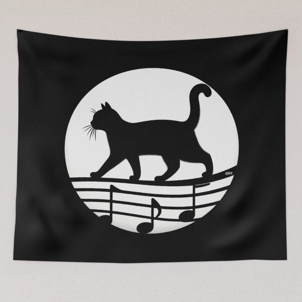Item preview, Cat on the Music Staff | Black Cat Melody designed and sold by lbl-shop.