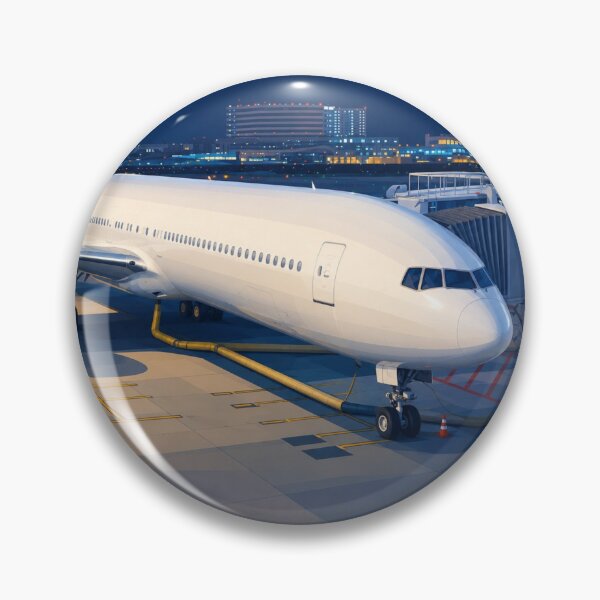Item preview, Night Airport Gate with Generic Commercial Passenger Airplane Illustration designed and sold by EMairplanes.