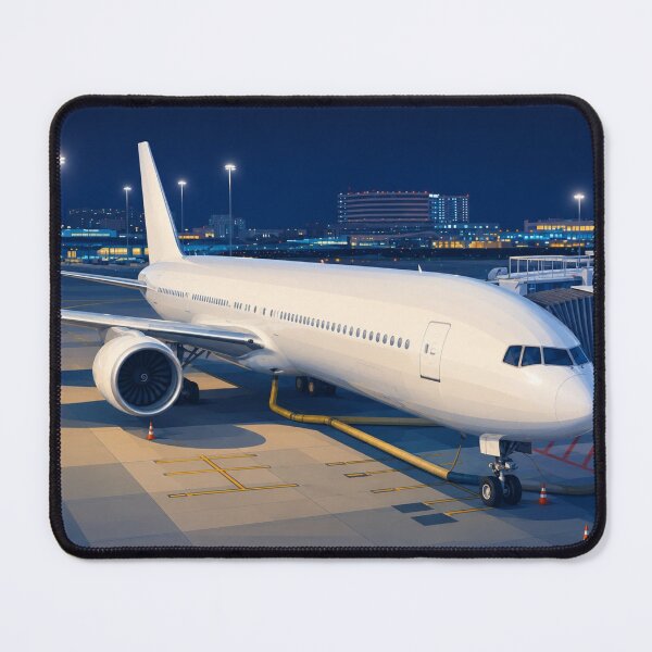Item preview, Night Airport Gate with Generic Commercial Passenger Airplane Illustration designed and sold by EMaviation_.