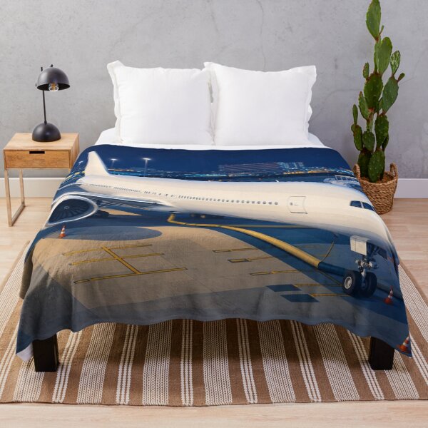 Item preview, Night Airport Gate with Generic Commercial Passenger Airplane Illustration designed and sold by EMairplanes.
