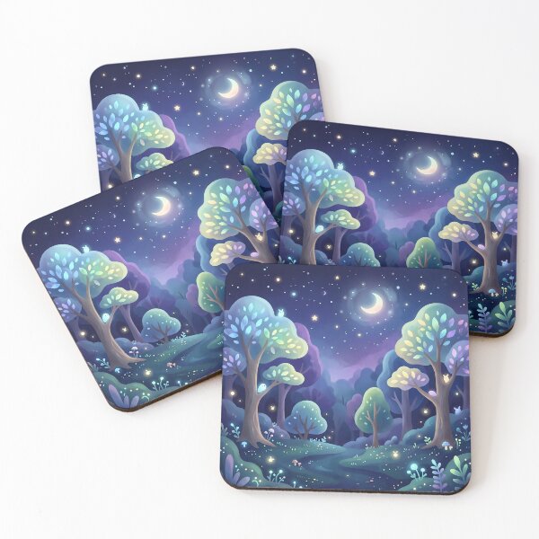 Item preview, Magical Night Forest and Glowing Pastel Trees designed and sold by Neural Dream.