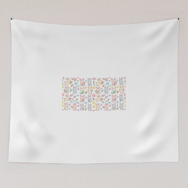 Item preview, Kawaii Bunny Flowers and Carrots Pattern designed and sold by MuffinMeng ⭐⭐⭐⭐⭐.
