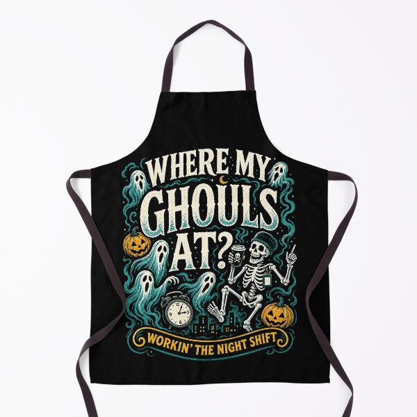 Item preview, Where My Ghouls At Night Shift Halloween Humor designed and sold by Victor Shadehorn.