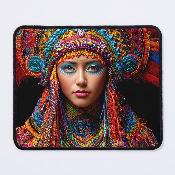 Item preview, Vibrant Cultural Portrait with Feathered Headdress designed and sold by Artessie.