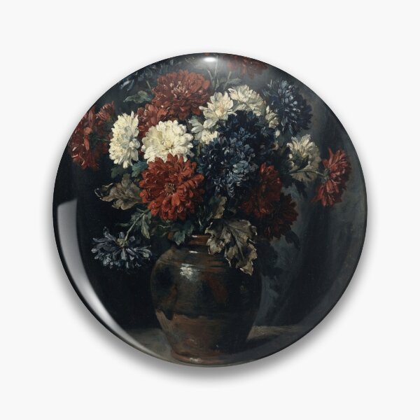 Item preview, Elegant Chrysanthemum Flower Still Life Painting Courbet Realism designed and sold by OddlySticky.