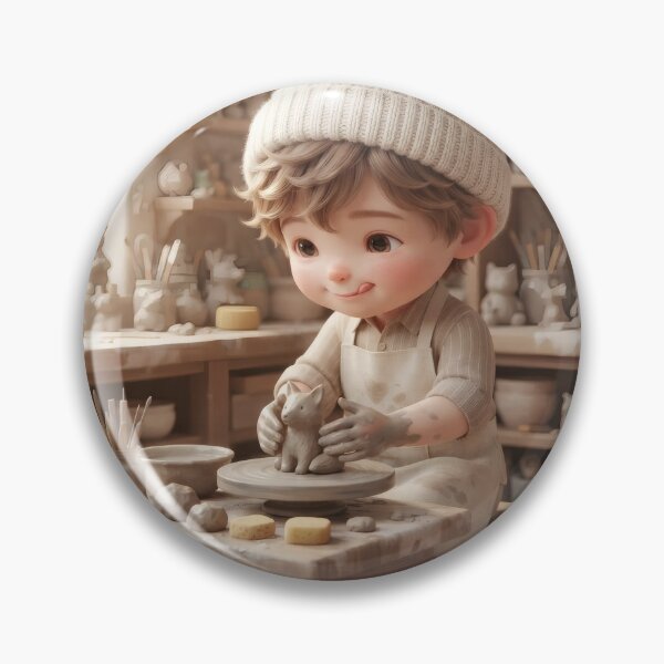 Item preview, Cute Pottery Boy Sculpting Clay Animal Workshop Design designed and sold by Azurart2.