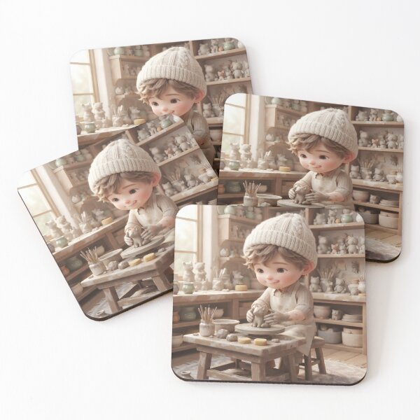Item preview, Cute Pottery Boy Sculpting Clay Animal Workshop Design designed and sold by Azurart2.
