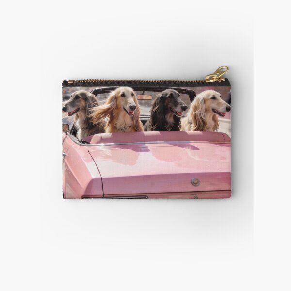 Item preview, Pink Convertible Dog Wall Art Summer Art For Living Room Decor Luxury Road Trip Print Stylish Sighthound Artwork Travel Lover Gift Gallery Poster designed and sold by Kzara Visual.