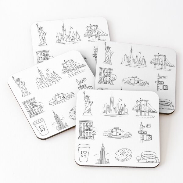 Item preview, New York City Sticker Pack – Minimal Line Art NYC Landmarks & Iconic Travel Sticker Collection designed and sold by CositaByEs.
