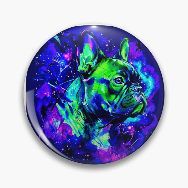 Item preview, Colorful Glow Dog Art with Futuristic Cyberpunk Style Neon French Bulldog Portrait designed and sold by shallia.