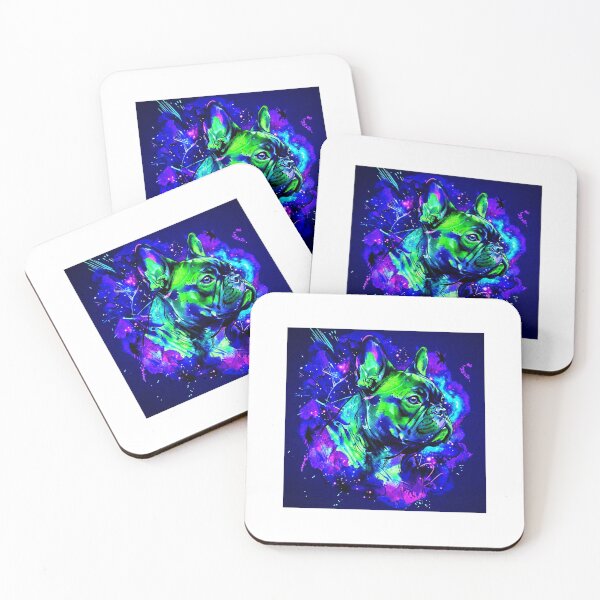 Item preview, Colorful Glow Dog Art with Futuristic Cyberpunk Style Neon French Bulldog Portrait designed and sold by shallia.