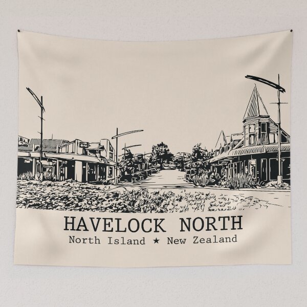 Item preview, Havelock North NZ - Vintage Ink Cityscape designed and sold by Lakeric.