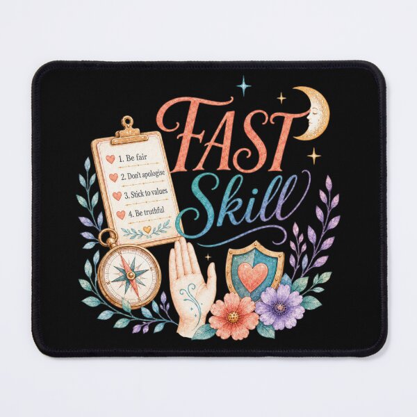 Item preview, FAST Skill DBT Self Respect Therapy Reminder Sticker designed and sold by ArcanePrintsxo.