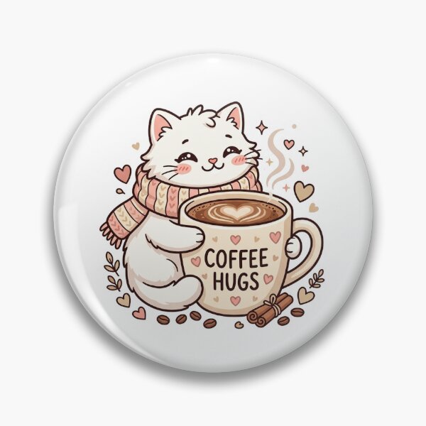 Item preview, Cute Cat Coffee Hugs Kawaii Illustration designed and sold by ajamzbox.