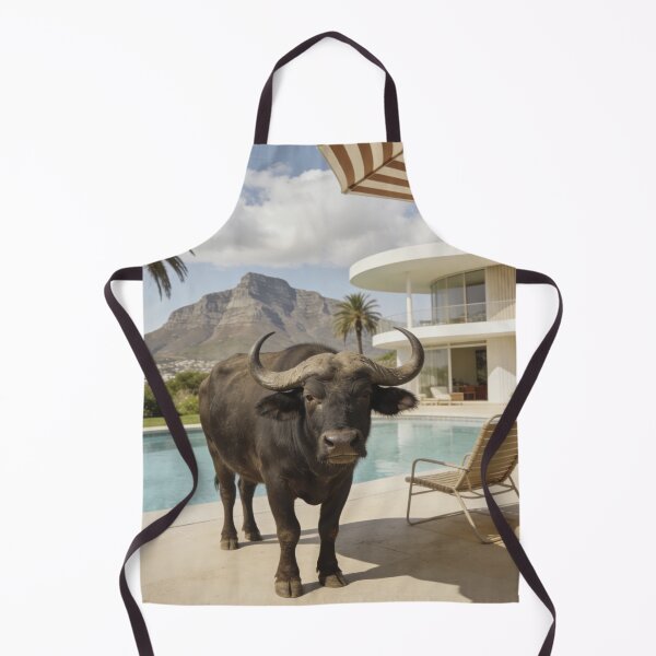 Item preview, Safari Buffalo Poolside South African Wildlife Wall Art Luxury Safari Decor Modern Animal Photography South Africa Table Mountain designed and sold by Kzara Visual.