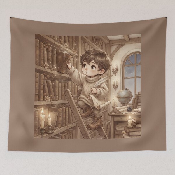Item preview, Little Scholar Choosing Old Book Library Antique Aesthetic designed and sold by Azurart2.
