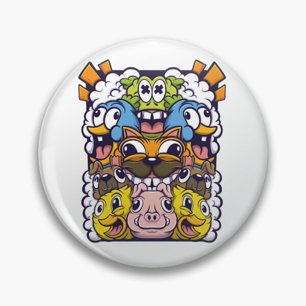 Item preview, Funny Cartoon Animal Faces in Colorful Crowd designed and sold by ndesigne.