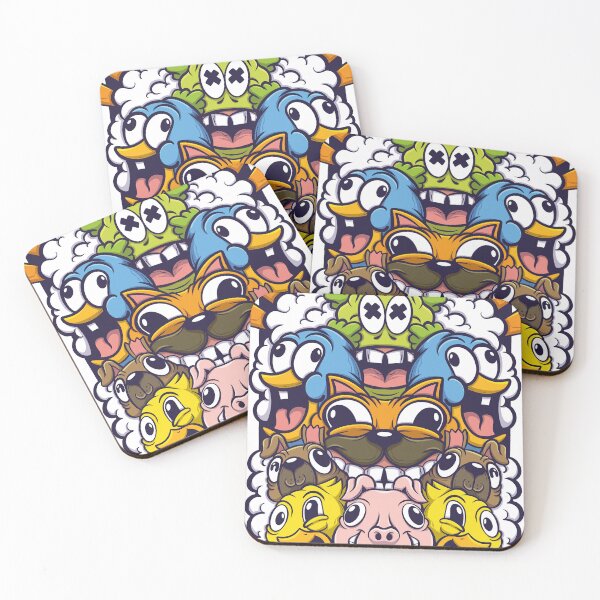 Item preview, Funny Cartoon Animal Faces in Colorful Crowd designed and sold by ndesigne.