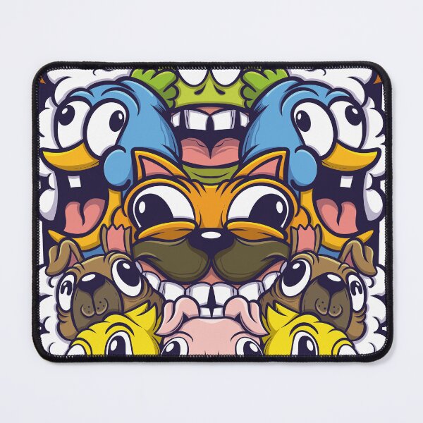 Item preview, Funny Cartoon Animal Faces in Colorful Crowd designed and sold by ndesigne.