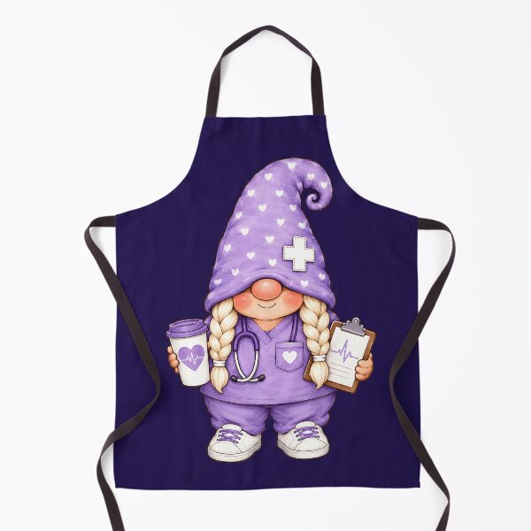 Item preview, Purple Nurse Gnome with Coffee and Stethoscope designed and sold by Victor Shadehorn.