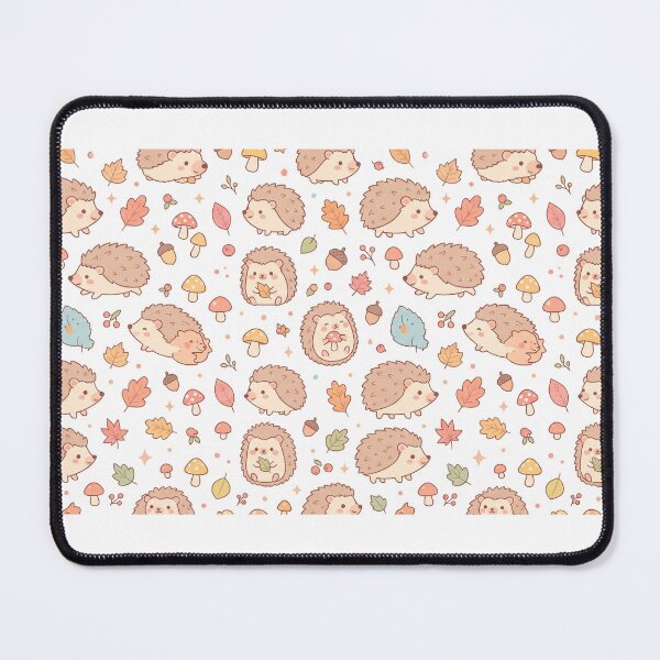 Item preview, Kawaii Hedgehog Mushroom Autumn Pattern designed and sold by MuffinMeng ⭐⭐⭐⭐⭐.