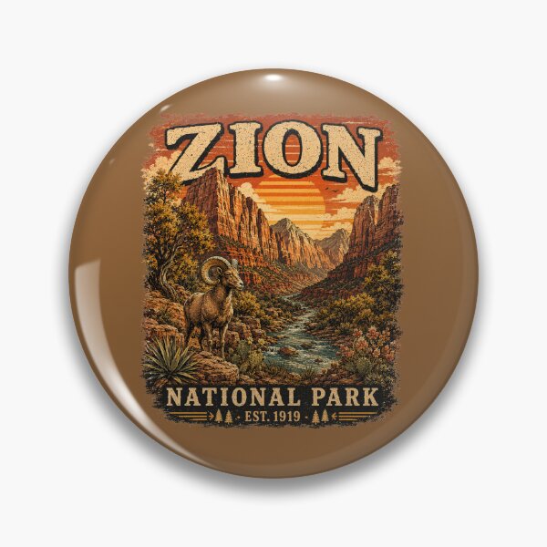 Item preview, Vintage Zion National Park Desert Bighorn Sheep Illustration designed and sold by Tobull.
