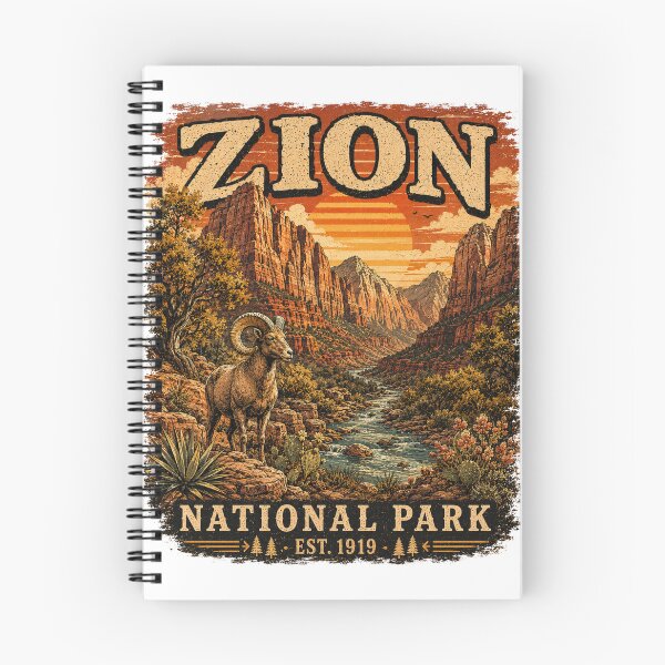 Item preview, Vintage Zion National Park Desert Bighorn Sheep Illustration designed and sold by Tobull.