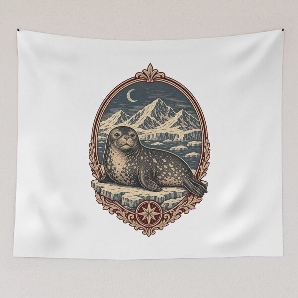 Item preview, Weddell Seal Antarctic Wildlife Illustration | Polar Ocean Animal Art designed and sold by AMICO77.