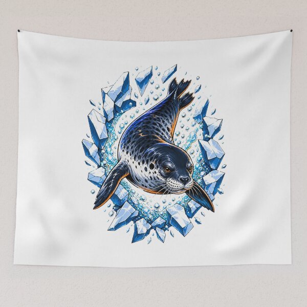 Item preview, Weddell Seal Antarctic Wildlife Illustration | Polar Ocean Animal Art designed and sold by AMICO77.