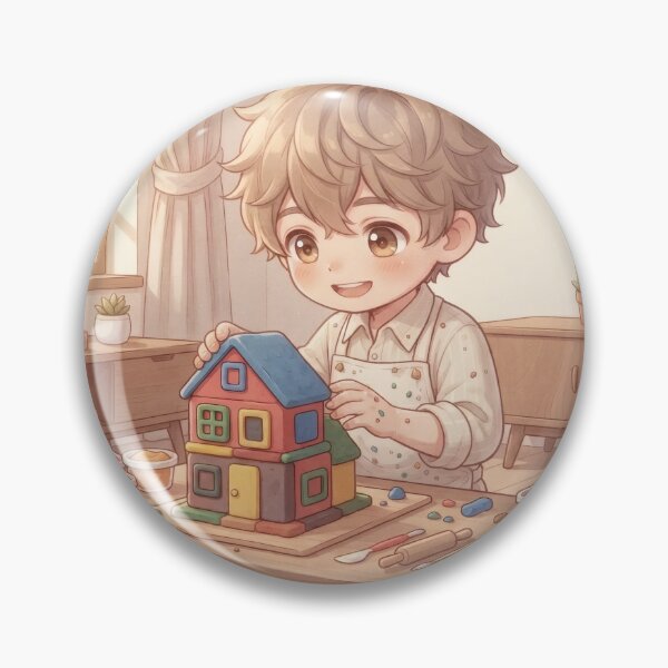 Item preview, Modeling clay art workshop: cute boy building a toy house designed and sold by Azurart2.