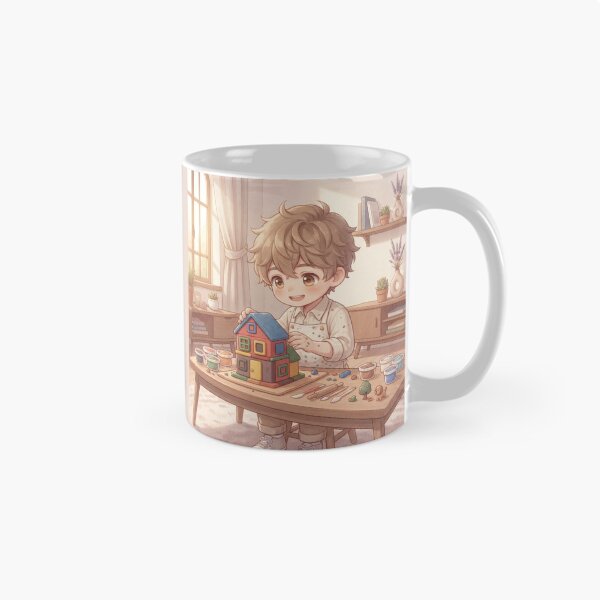 Item preview, Modeling clay art workshop: cute boy building a toy house designed and sold by Azurart2.