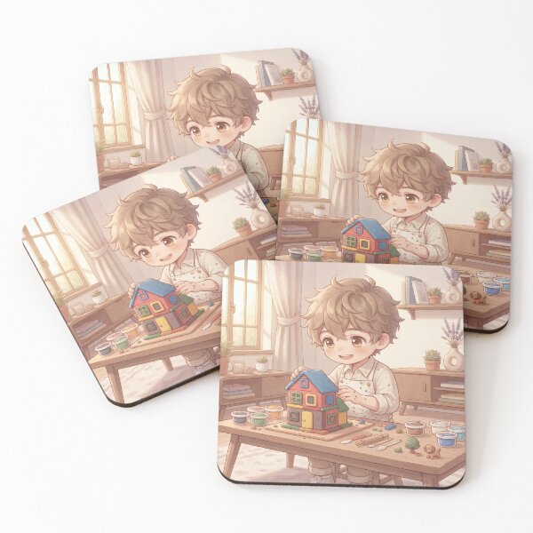 Item preview, Modeling clay art workshop: cute boy building a toy house designed and sold by Azurart2.