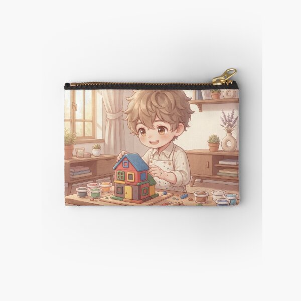 Item preview, Modeling clay art workshop: cute boy building a toy house designed and sold by Azurart2.
