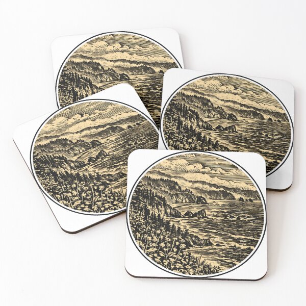 Item preview, Rocky Oregon Coast | Coastal ink art Landscape designed and sold by Linoluca.